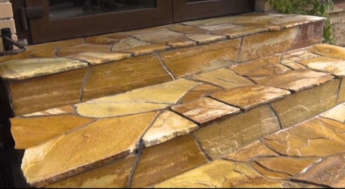 Плитняк златолит жёлтый золотистый для отмостки купить в Советском